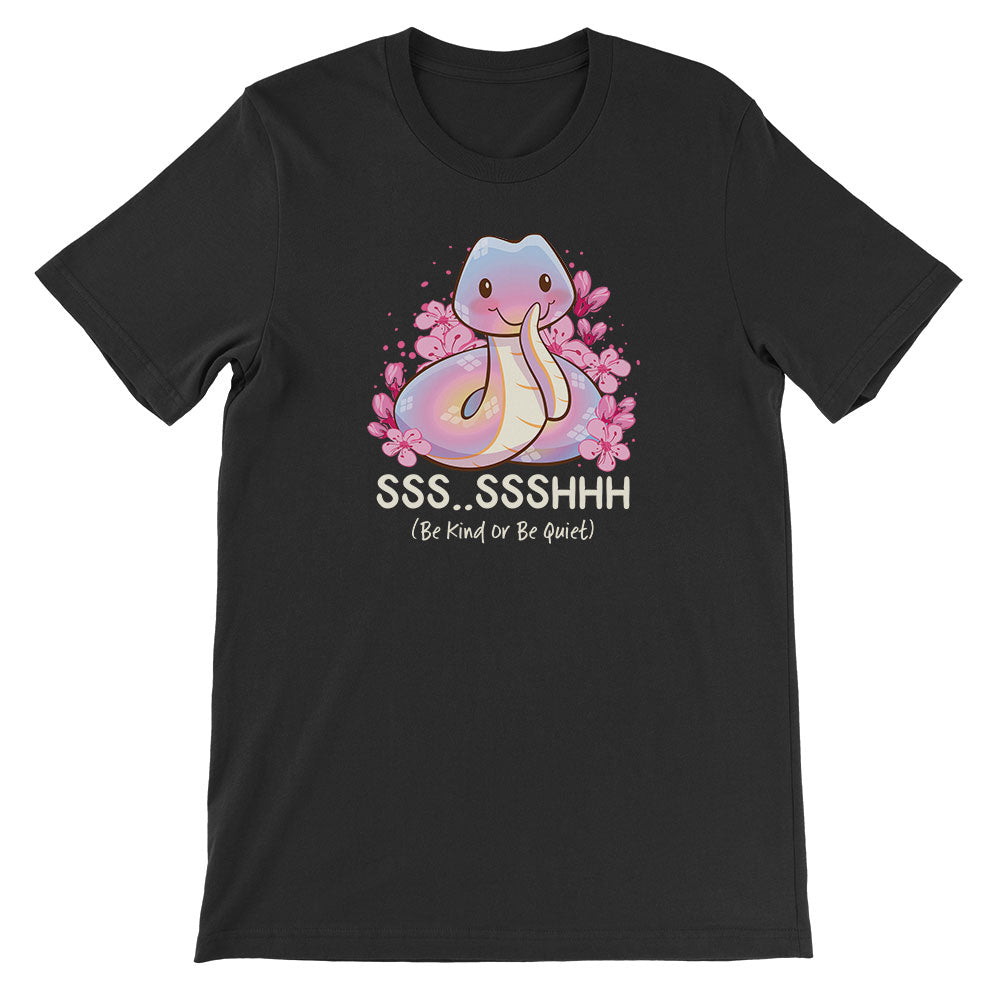 Be Kind or Be Quiet Cute Snake Kawaii T-shirt - Black