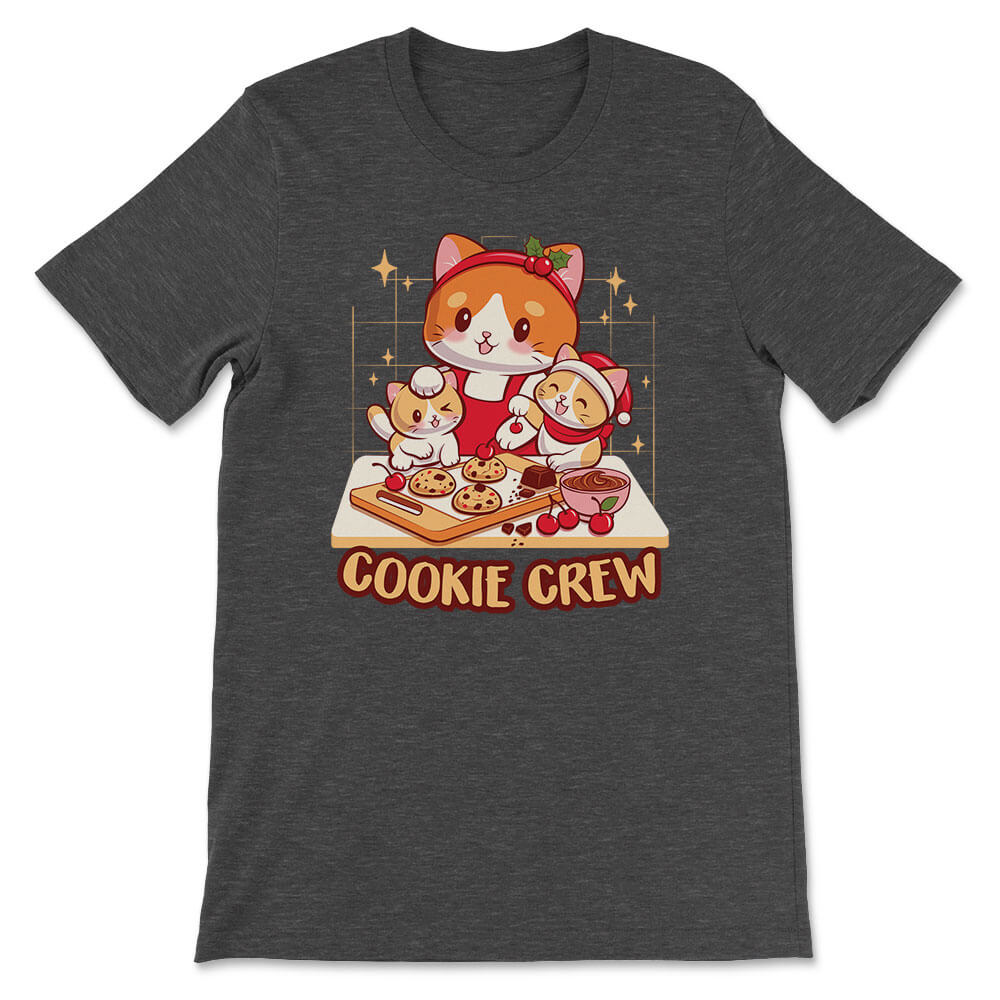 Cookie Crew Cute Cats Kawaii T-shirt - Dark Heather Grey