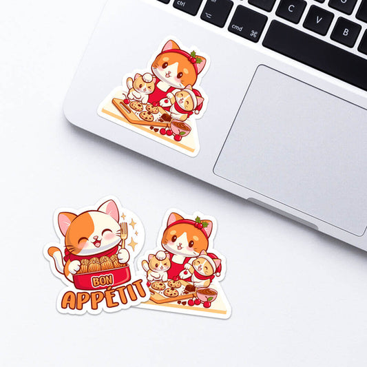 Cute Cats and Cookies Kawaii Stickers for laptop
