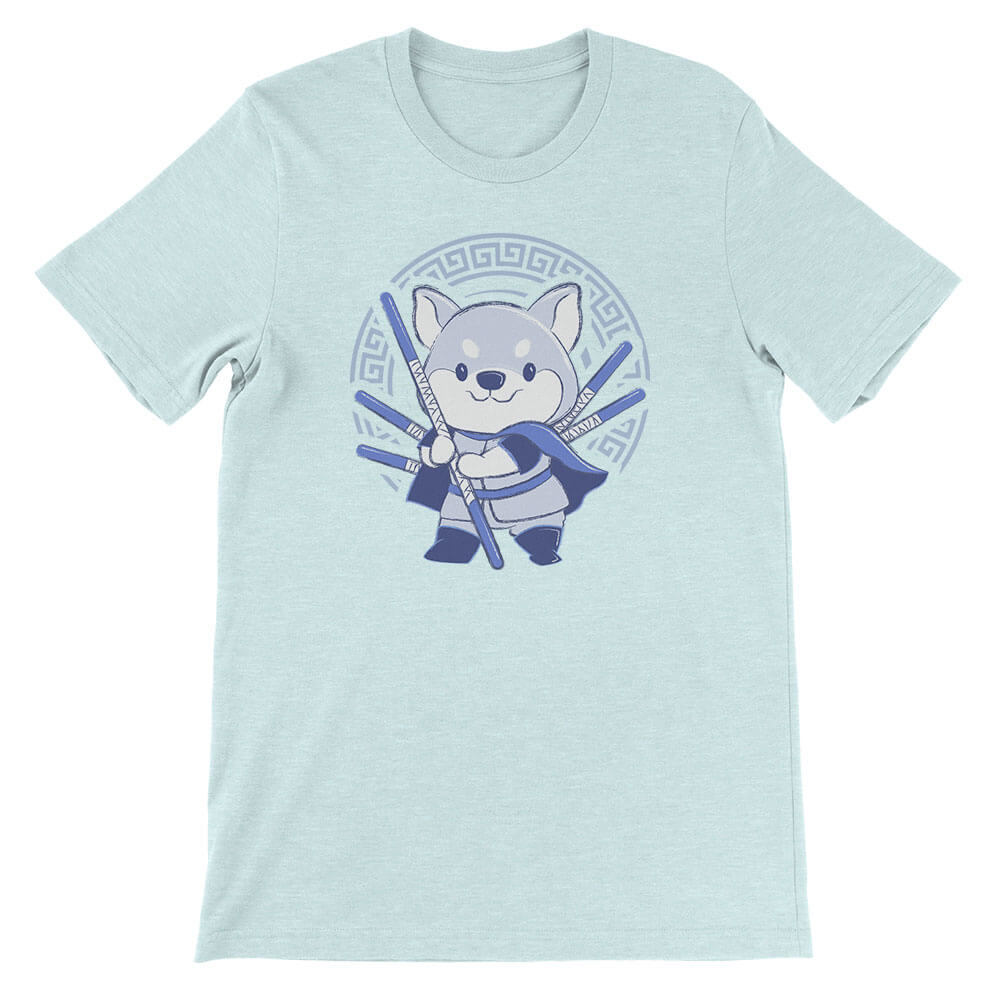 Dog Warrior Chinese Zodiac Kawaii T-shirt - Heather Ice Blue