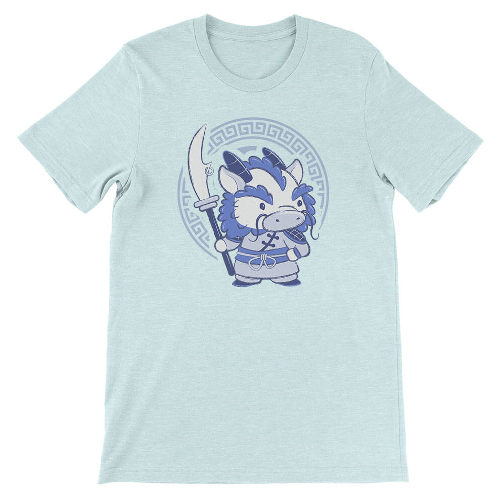 Dragon Warrior Chinese Zodiac Kawaii T-shirt - Heather Ice Blue