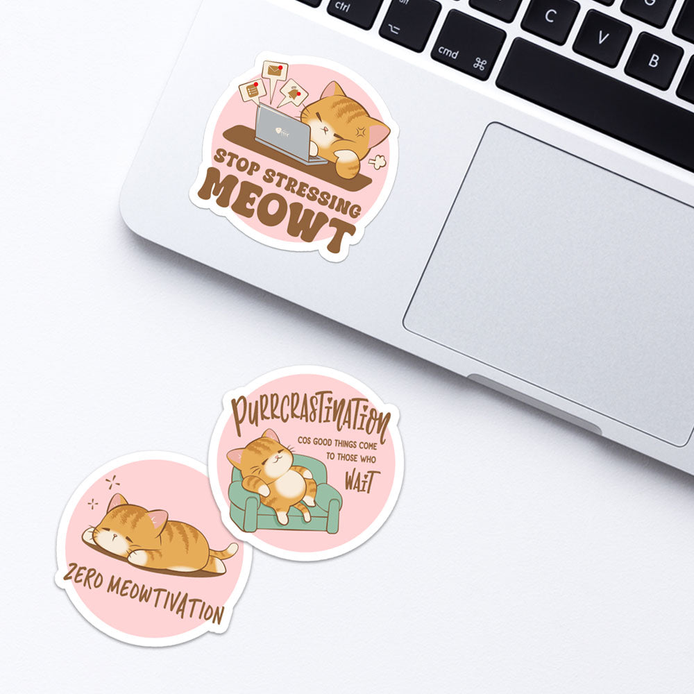 Funny Cute Cat Kawaii Stickers for Laptop