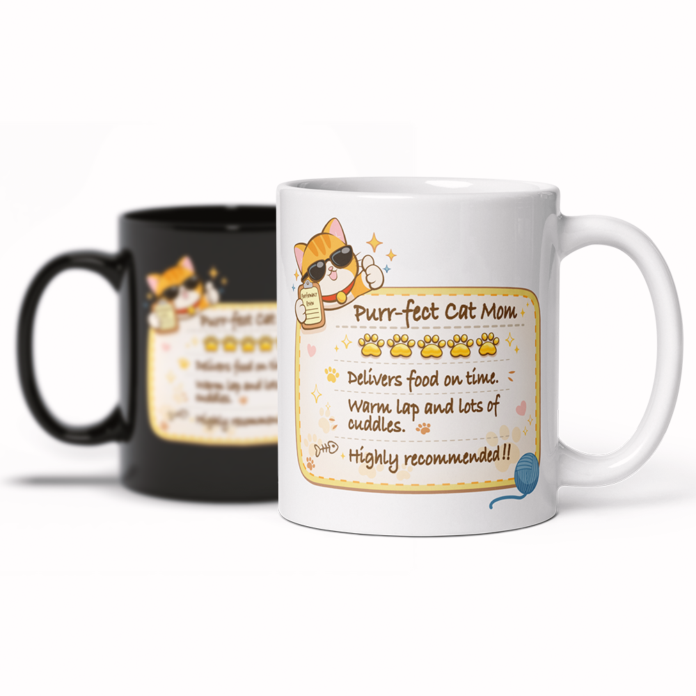 Funny Cat Review Purrfect Cat Mom Cute Mug – Irene Koh Studio