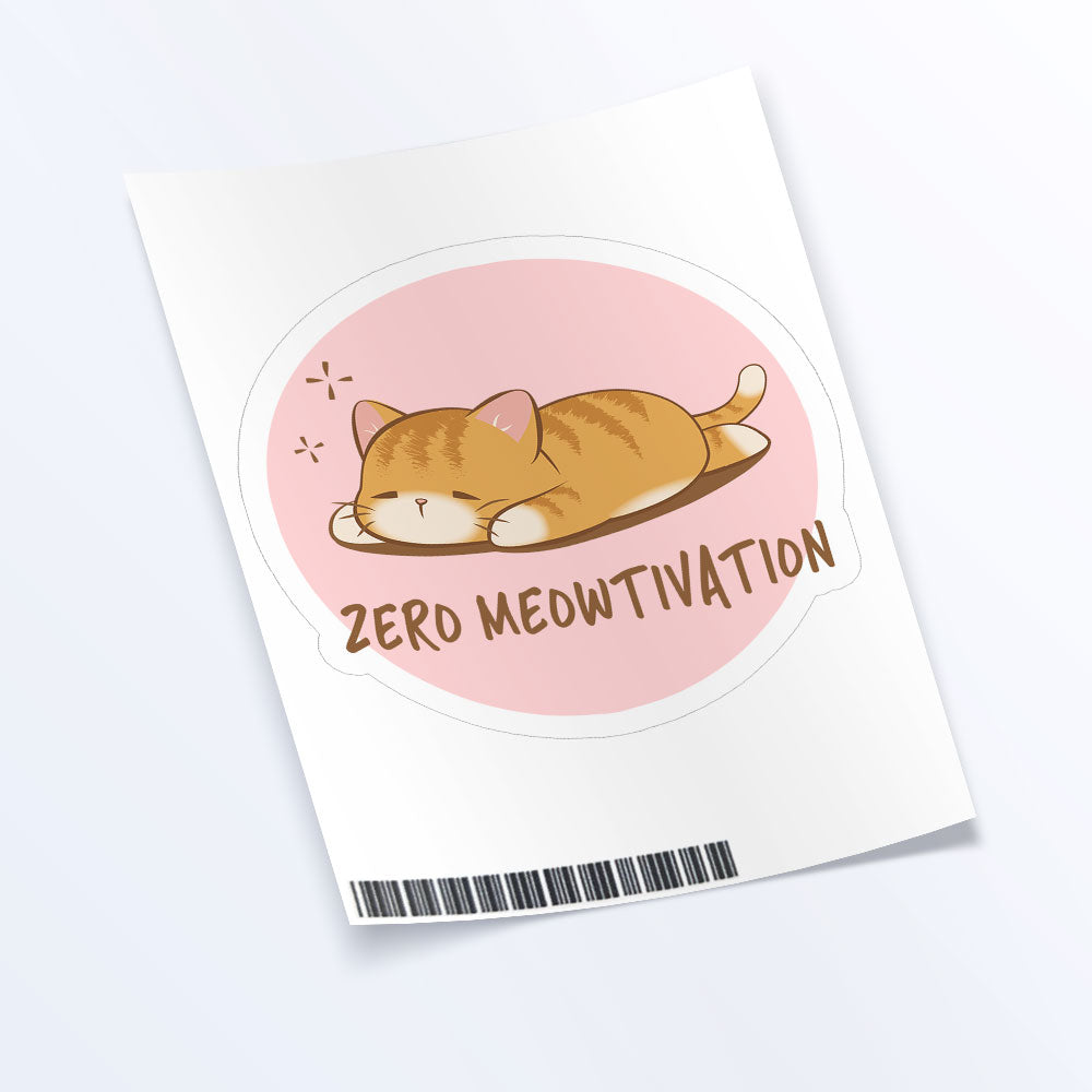 Funny Cute Cat Kawaii Sticker Sheet - Zero Meowtivation