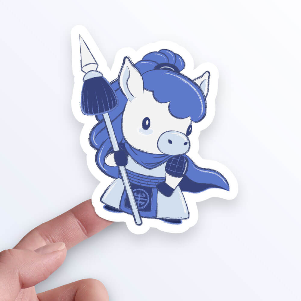 Horse Warrior Chinese Zodiac Kawaii Sticker on hand