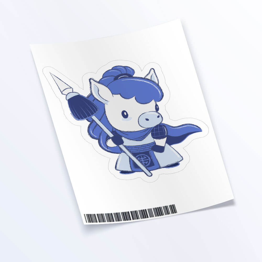 Horse Warrior Chinese Zodiac Kawaii Sticker sheet