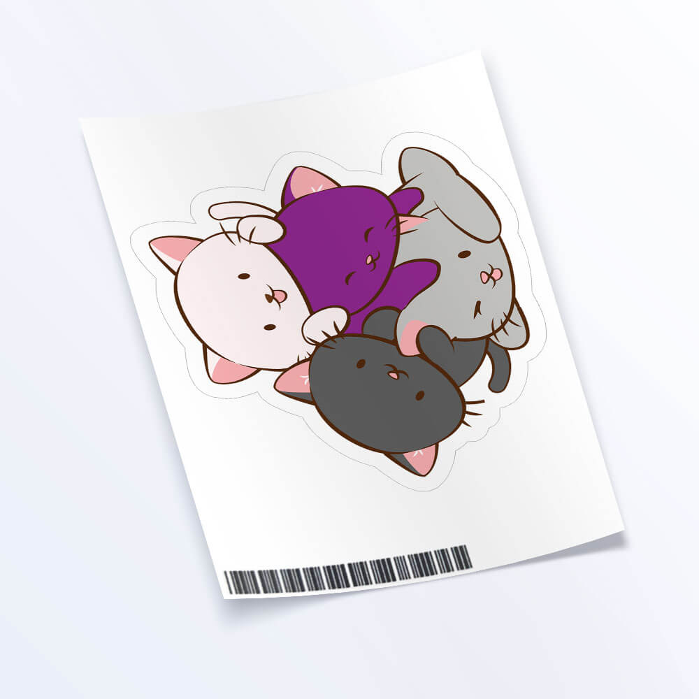 Kawaii Cat Pile Demisexual Pride Sticker Sheet