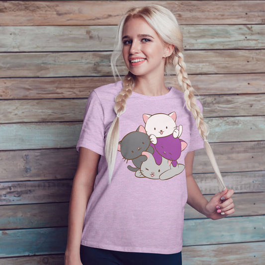 Kawaii Cat Pile Demisexual Pride T-Shirt for Demi aces