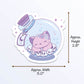 Kawaii Cat in Bottle Creepy Cute Aesthetic Sticker Measurements