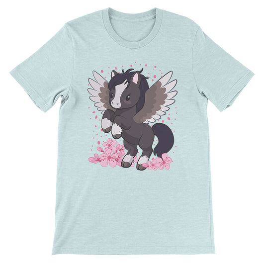 Kawaii Pegasus Year of Horse T-shirt - Heather Ice Blue