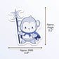 Monkey Warrior Chinese Zodiac Kawaii Sticker measurements