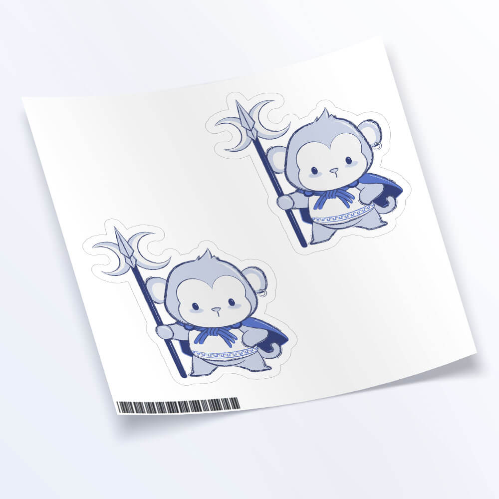 Monkey Warrior Chinese Zodiac Kawaii Sticker sheet set of 2