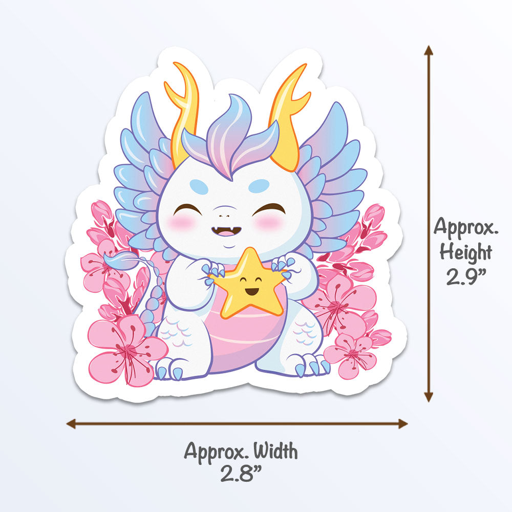 My Lucky Star Cute Dragon Kawaii Sticker measurements