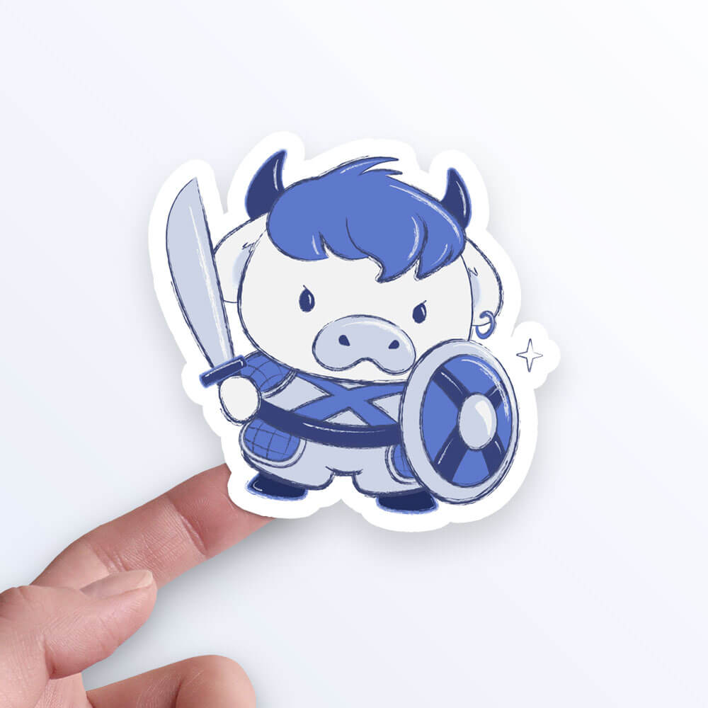Ox Warrior Chinese Zodiac Kawaii Sticker on hand