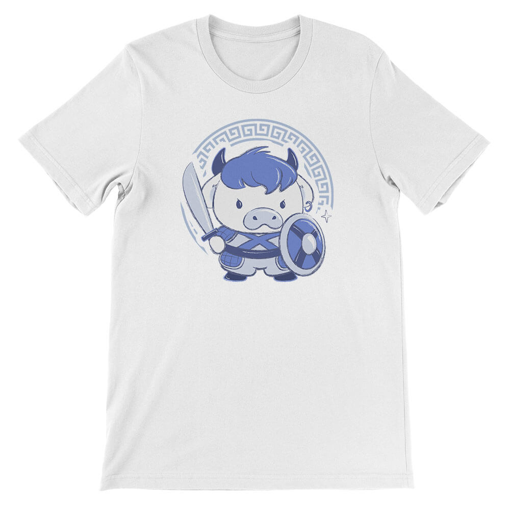 Ox Warrior Chinese Zodiac Kawaii T-shirt - White