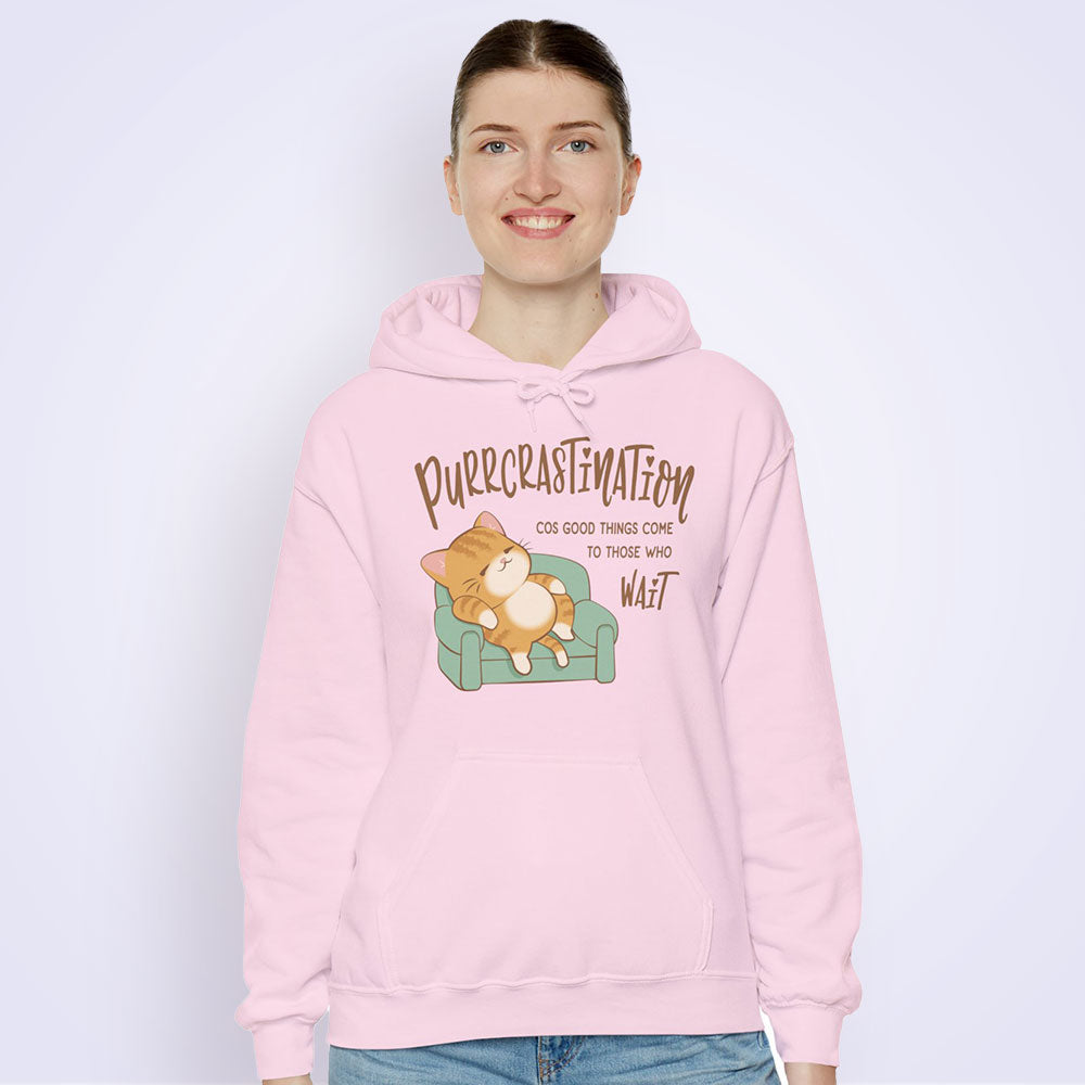Purrcrastination Funny Cat Hoodie for women and cat mom