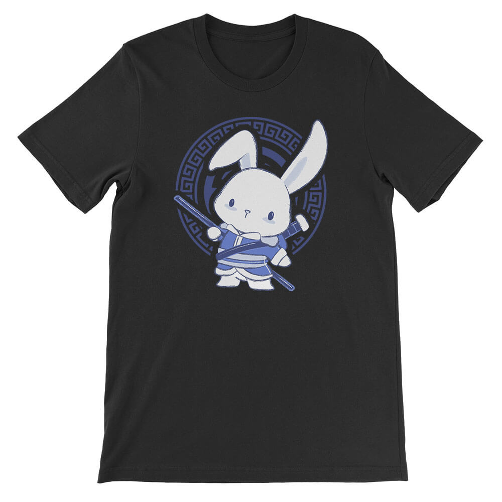 Rabbit Warrior Chinese Zodiac Kawaii T-shirt - Black