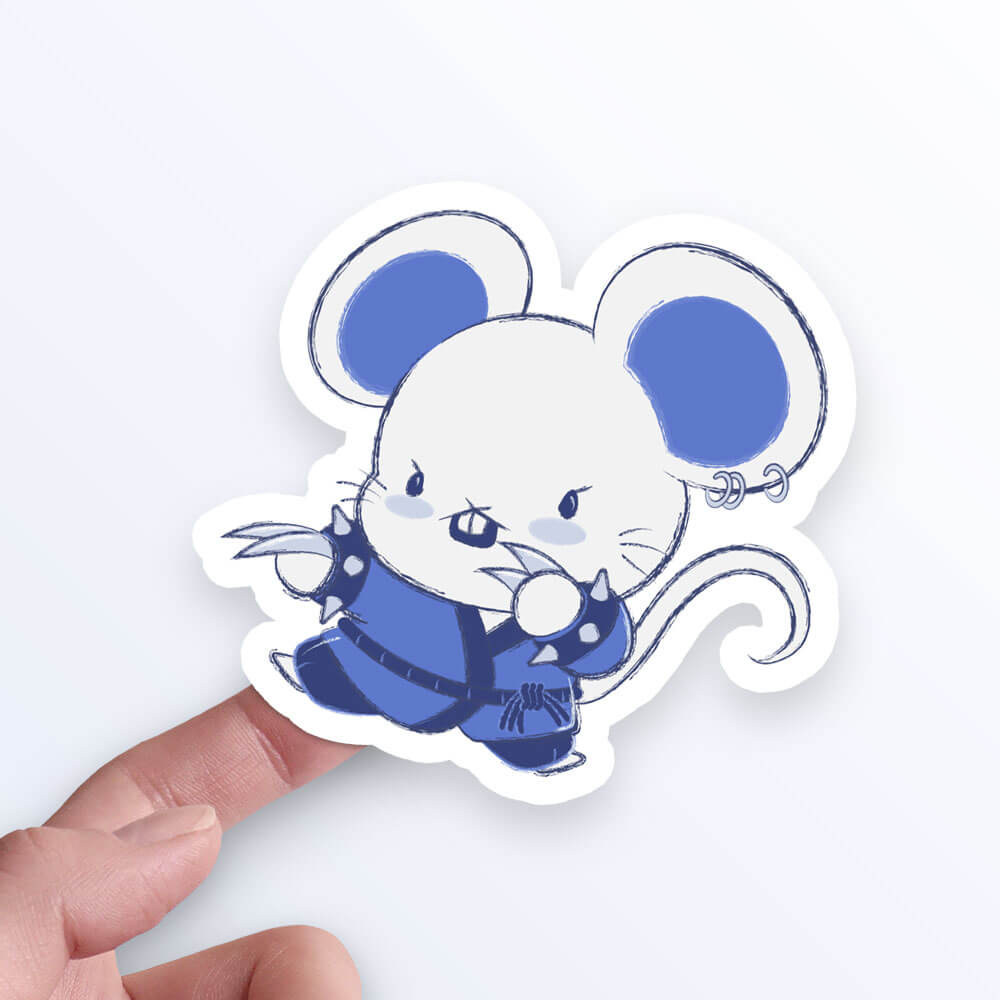 Rat Warrior Chinese Zodiac Kawaii Sticker on hand