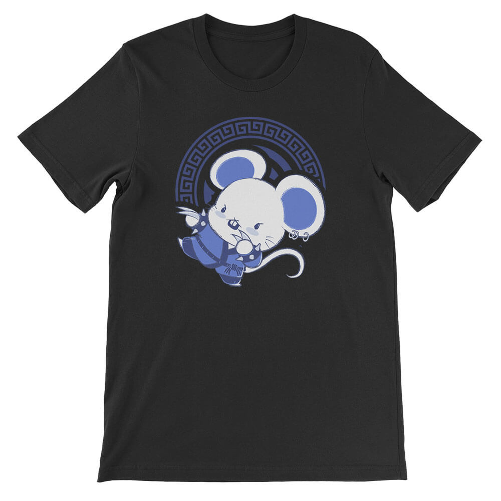 Rat Warrior Chinese Zodiac Kawaii T-shirt - Black