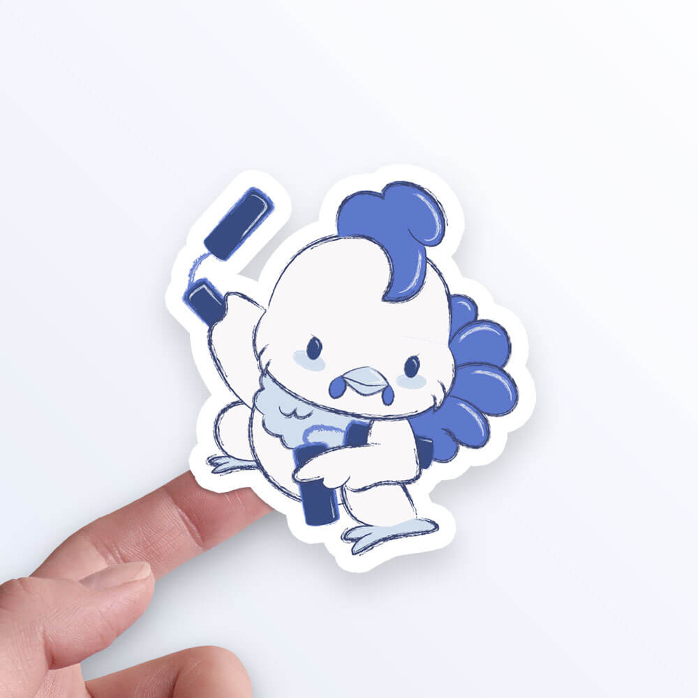 Rooster Warrior Chinese Zodiac Kawaii Sticker on hand