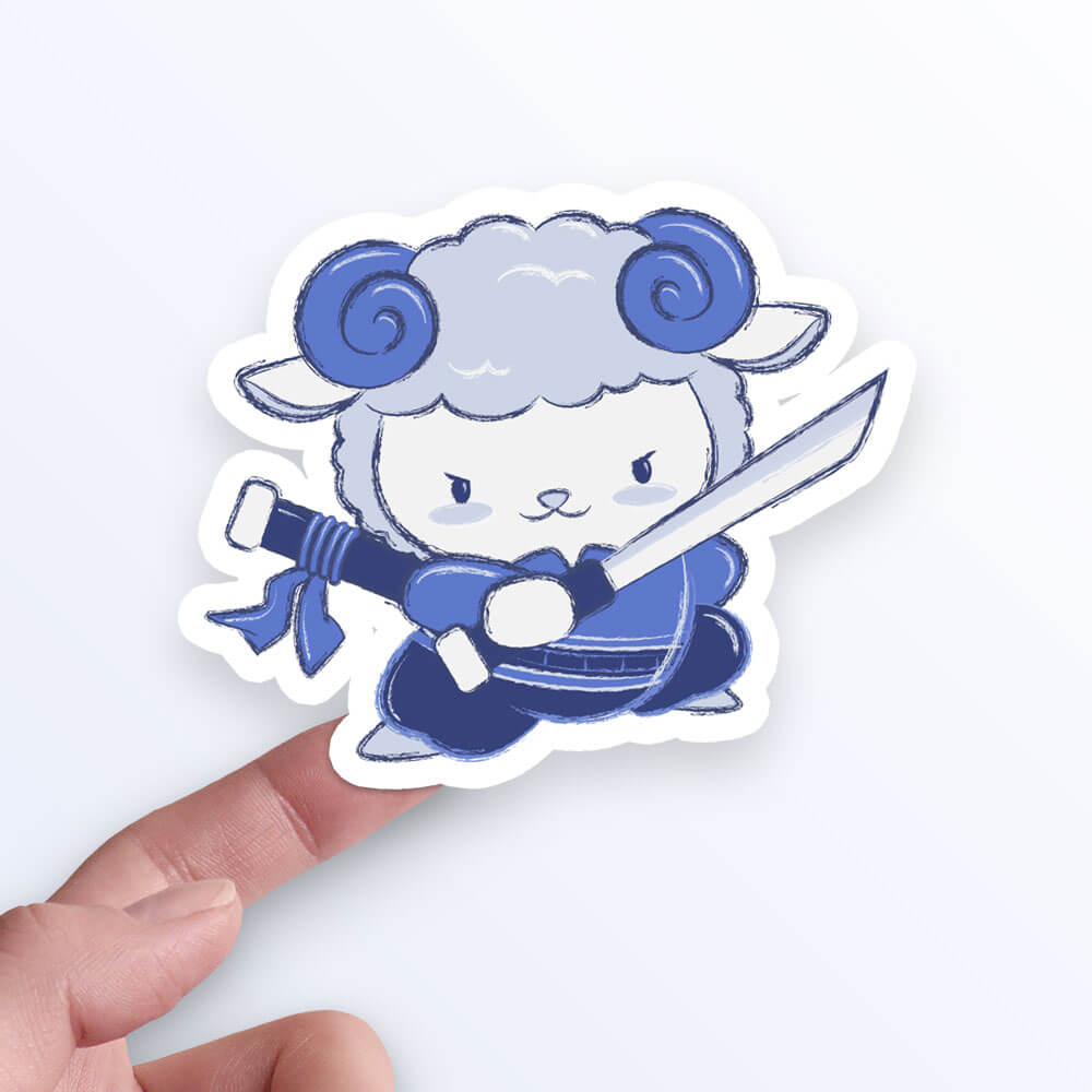 Sheep Warrior Chinese Zodiac Kawaii Sticker on hand