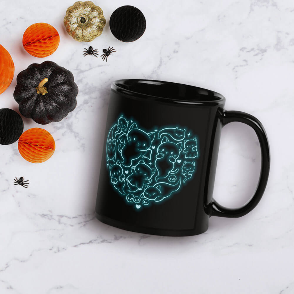 Spooky Kawaii Cat Ghosts Cute Mug for Halloween