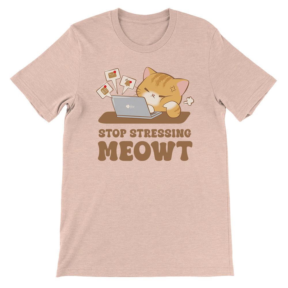 Stop Stressing Meowt Kawaii Cat Funny T-shirt - Heather Peach