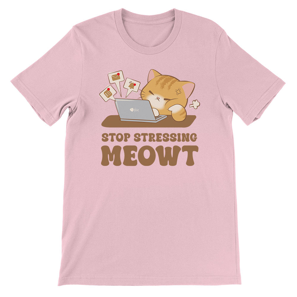 Stop Stressing Meowt Kawaii Cat Funny T-shirt - Pink