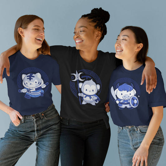 Tiger Warrior Chinese Zodiac Kawaii T-shirt for teen girls