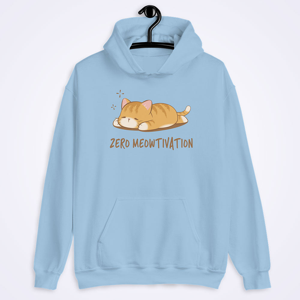Zero Meowtivation Funny Cat Hoodie - Blue