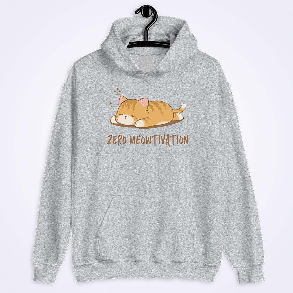 Zero Meowtivation Funny Cat Hoodie - Sport Grey