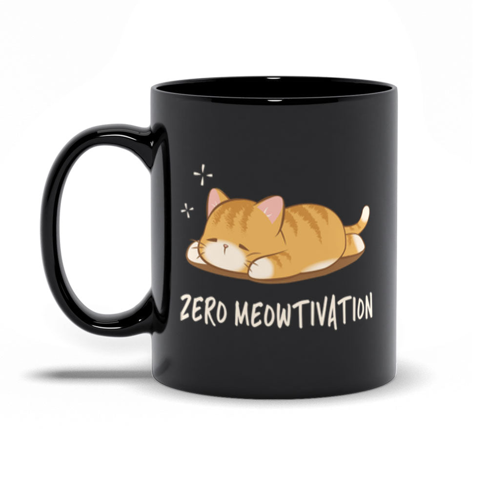 Zero Meowtivation Kawaii Cat Cute Mug - Black 11 oz