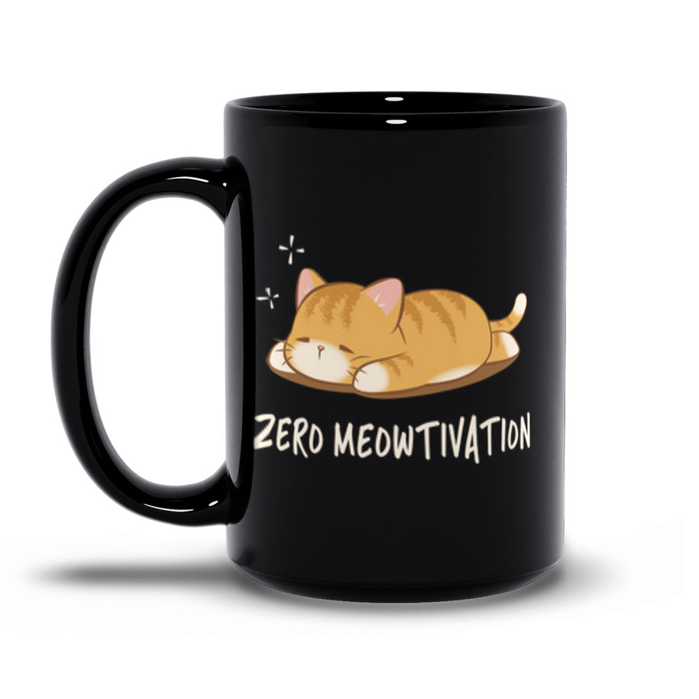 Zero Meowtivation Kawaii Cat Cute Mug - Black 15 oz