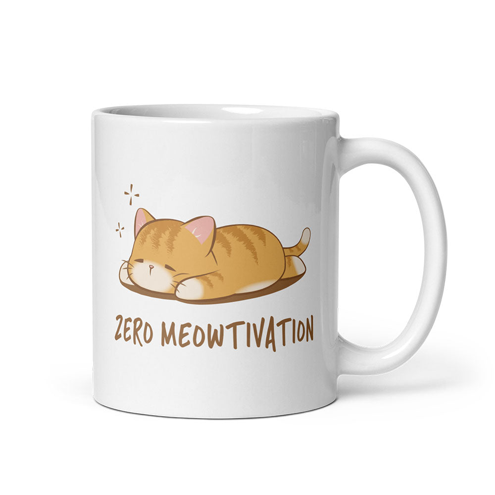 Zero Meowtivation Kawaii Cat Cute Mug - White 11 oz