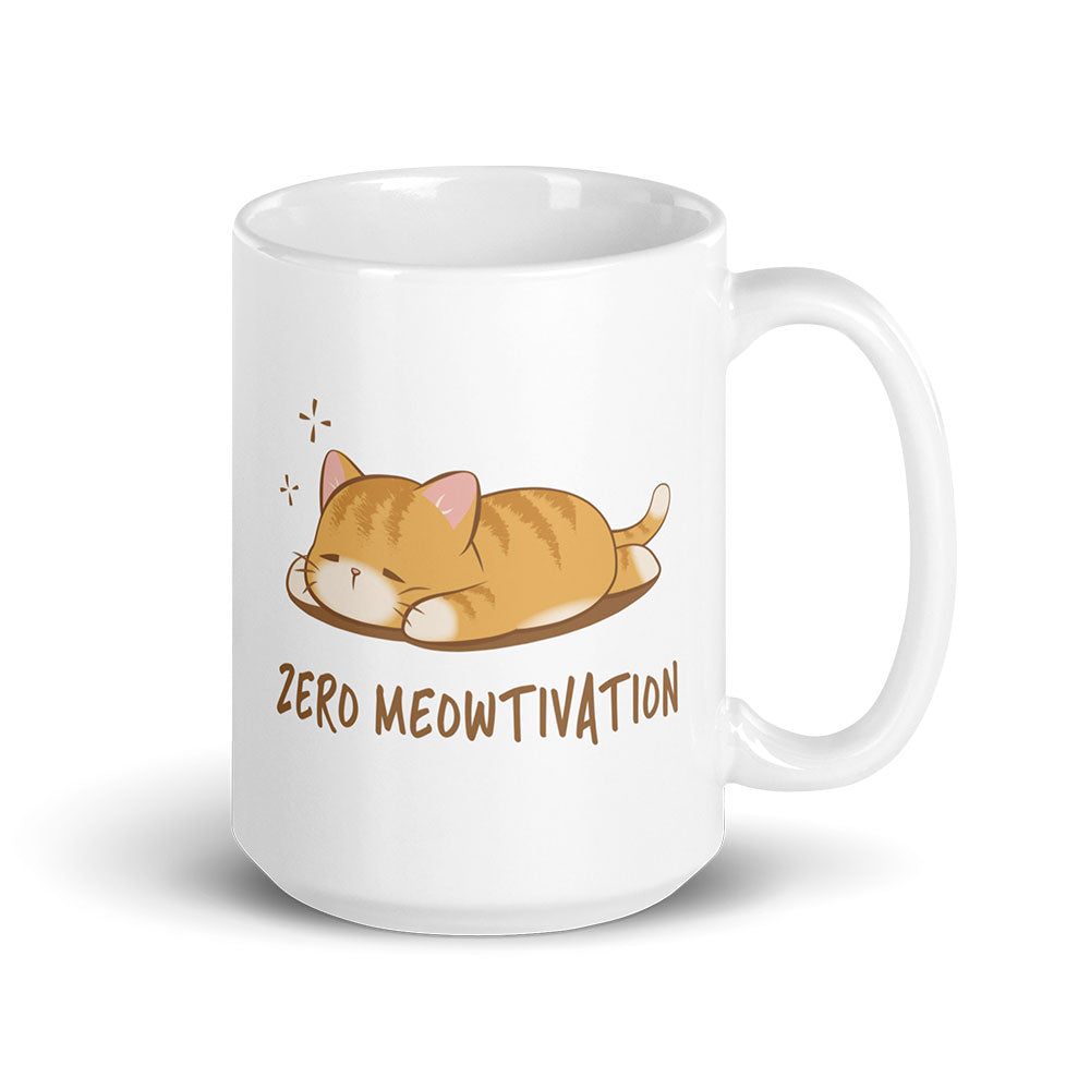Zero Meowtivation Kawaii Cat Cute Mug - White 15 oz
