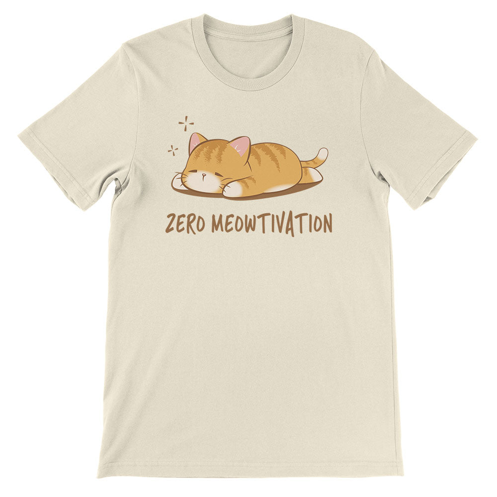 Zero Meowtivation Kawaii Cat Funny T-shirt - Natural