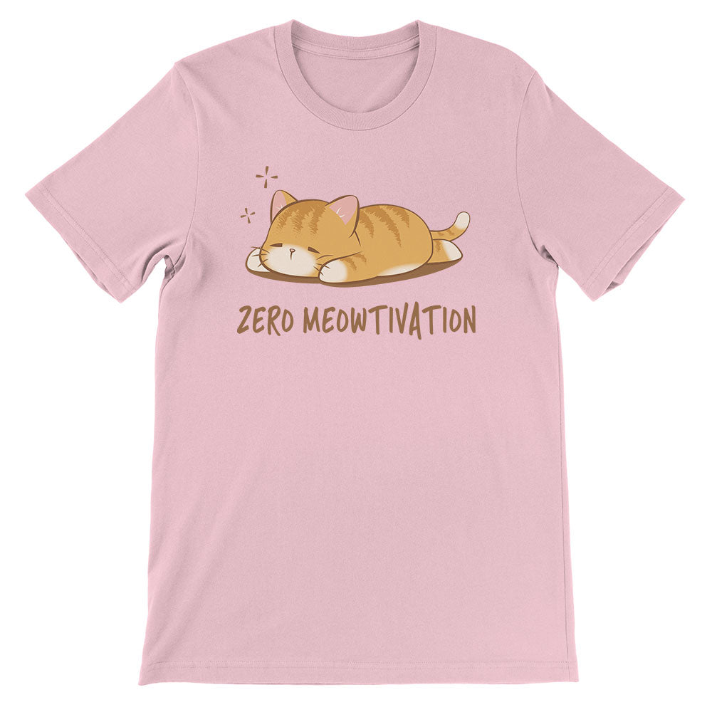 Zero Meowtivation Kawaii Cat Funny T-shirt - Pink
