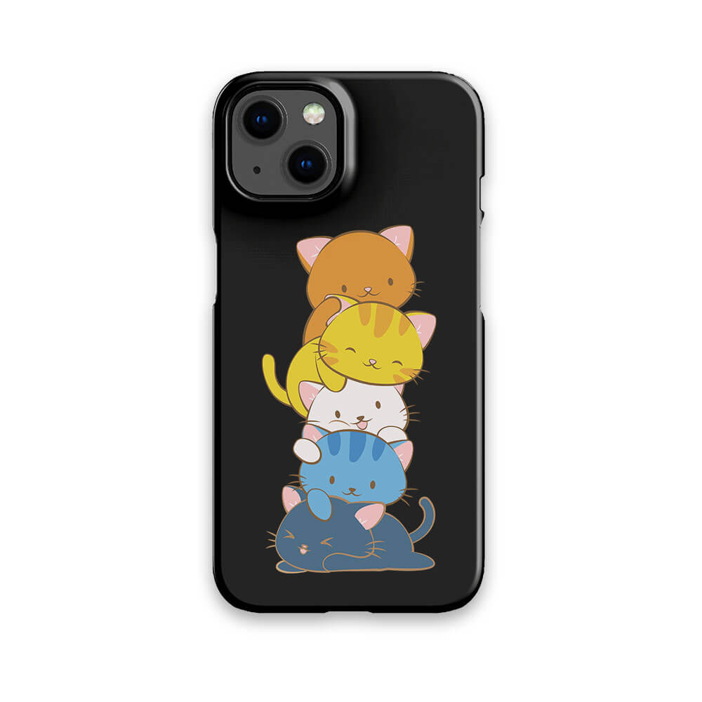 Aroace Pride Kawaii Cat Phone Case - black