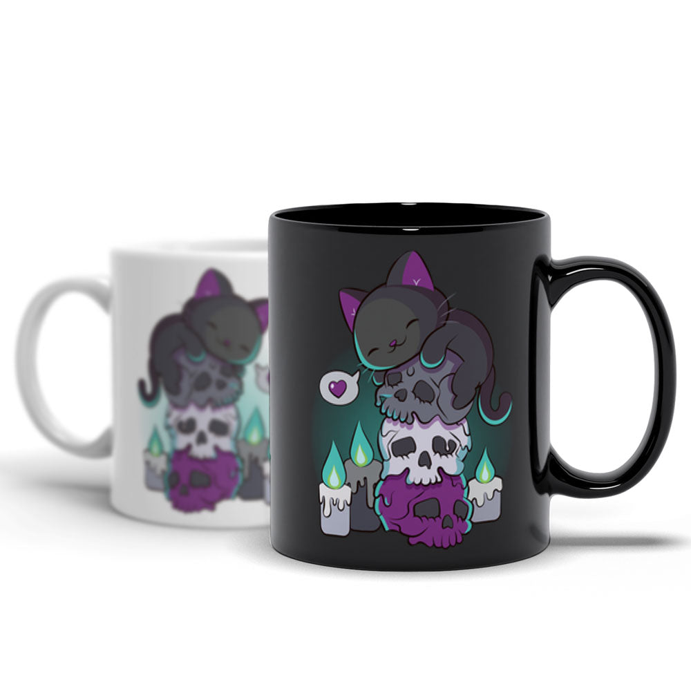 Kawaii Pastel Goth Cat on Skull Pansexual Pride Aesthetic Mug
