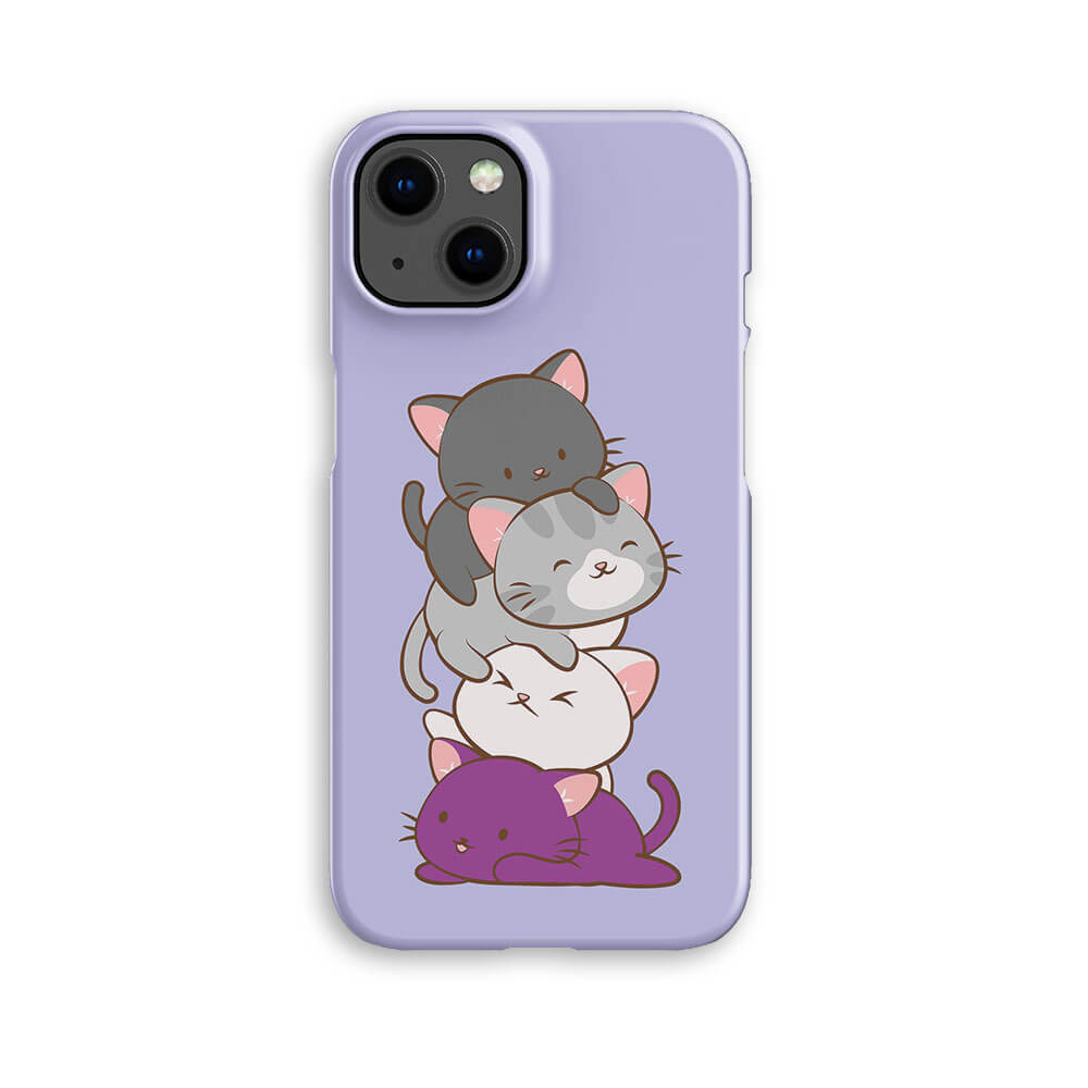 Asexual Pride Kawaii Cat Phone Case - purple