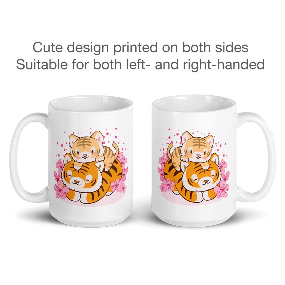 Baby and Mom Kawaii Tiger Coffee Mug printed on 2 sides
