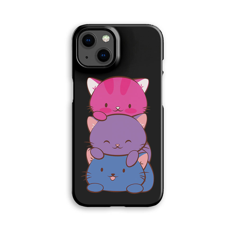Bisexual Pride Kawaii Cat Phone Case - black