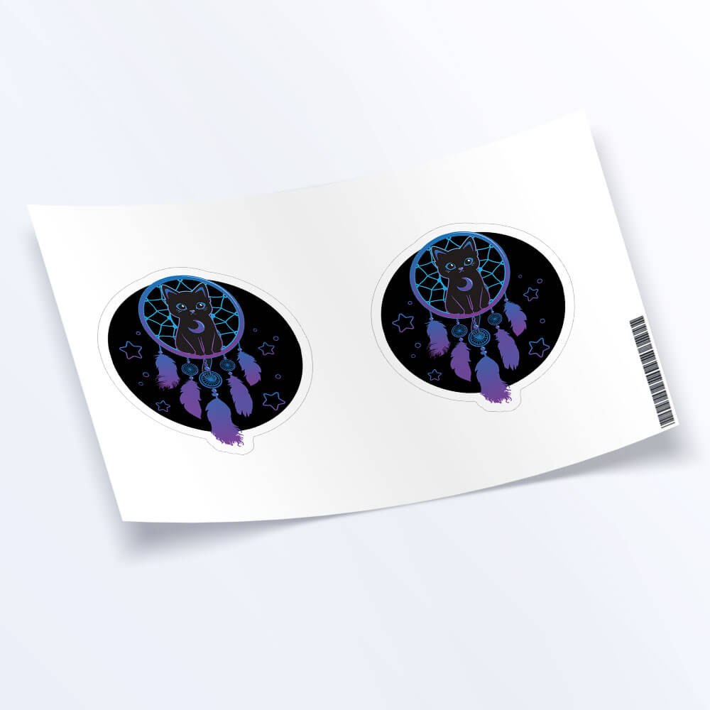 Black Cat Dreamcatcher Kawaii Sticker Sheet set of 2
