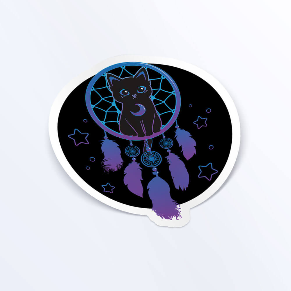 Black Cat Dreamcatcher Kawaii Sticker