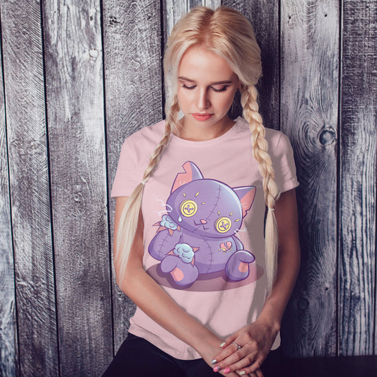 Creepy Cute Broken Cat Doll Kawaii Pastel Goth Shirt for Women