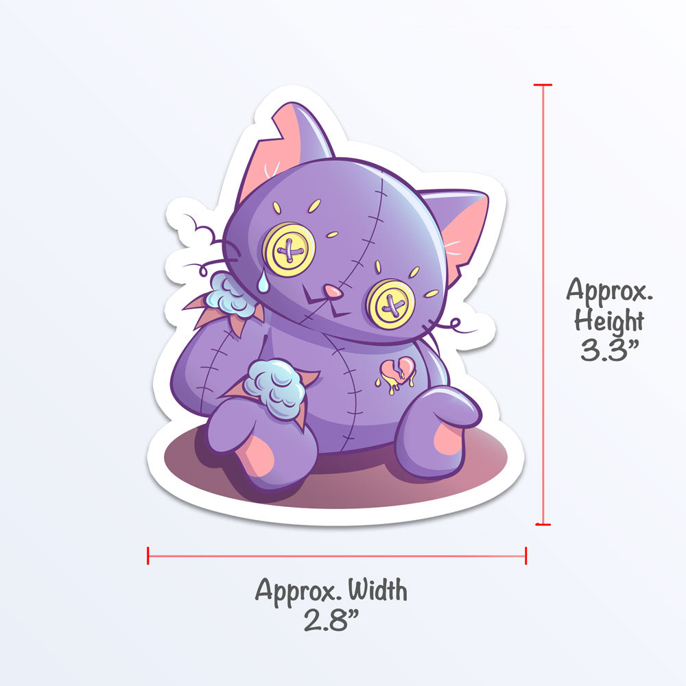 Creepy Cute Broken Cat Doll Pastel Goth Aesthetic Kawaii Sticker measurements