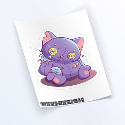 Creepy Cute Broken Cat Doll Pastel Goth Aesthetic Kawaii Sticker Sheet