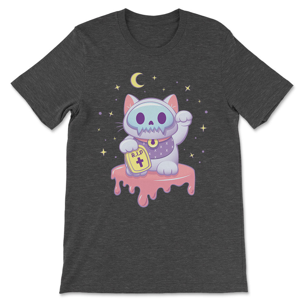 Creepy Cute Maneki Neko Kawaii Pastel Goth Shirt - dark grey heather