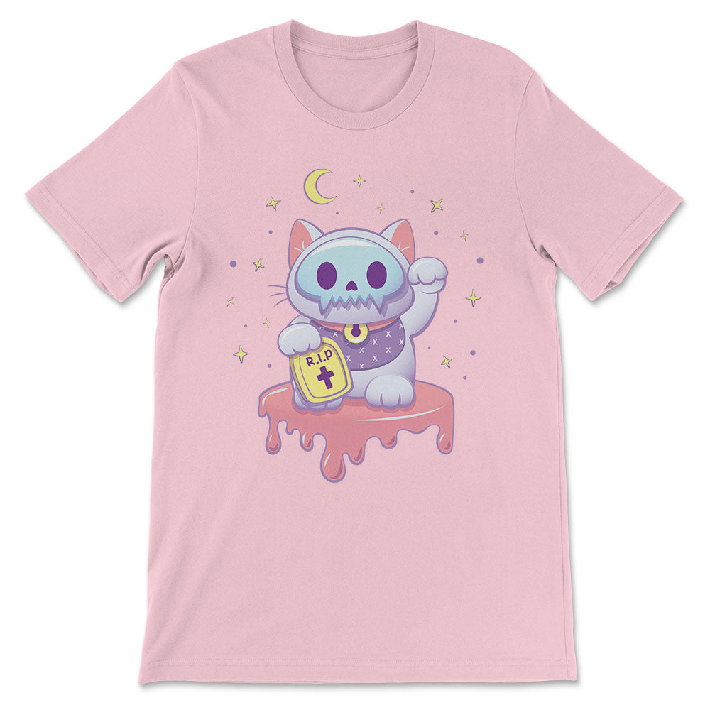 Creepy Cute Maneki Neko Kawaii Pastel Goth Shirt - pink