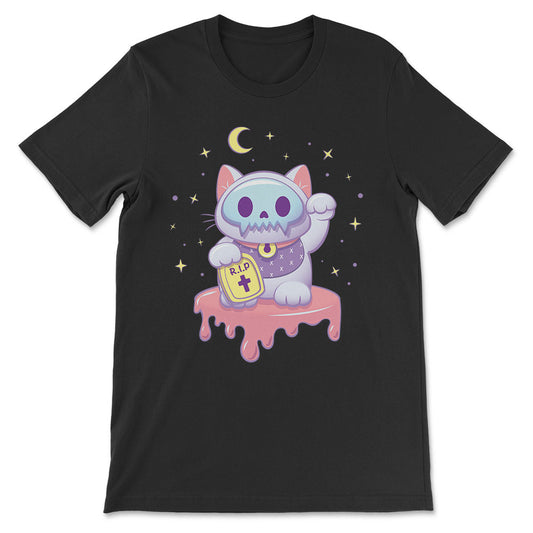 Creepy Cute Maneki Neko Kawaii Pastel Goth Shirt - black